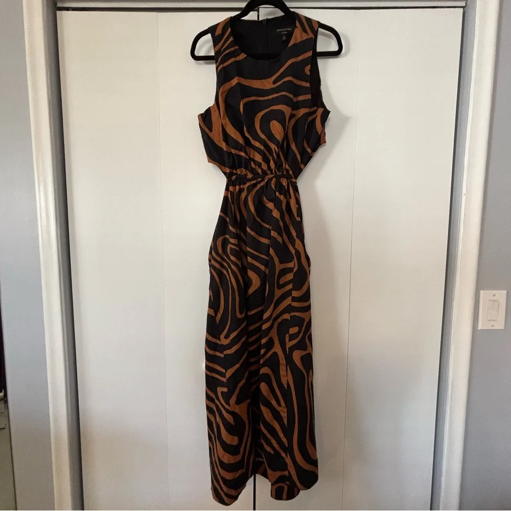 Banana Republic Factory Women’s Linen Blend Midi Dress Size 12 Black - Picture 2 of 9